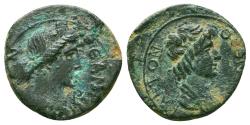 Ancient Coins - MYSIA. Pergamon. Livia & Julia (Wife and Daughter of Augustus). Ae (Circa 10-2 BC). Charinus Grammateus, magistrate.