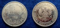 World Coins - RUSSO-FINNISH COINAGE – 1 MARKKAA – 1874 – Good VF!