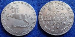 World Coins - HANNOVER – GERMANY – 1/12 TALER – 1820 MG – VF!