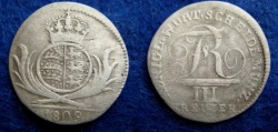 World Coins - GERMANY – WÜRTTEMBERG – 3 KREUZER – 1809 – VF-!