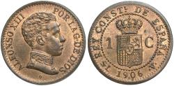 World Coins - Spain. Alfonso XIII. 1906 SL-V. 1 Centesimo. Unc., red-brown.