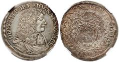 World Coins - Montfort. Johan VII (1662-1686). Silver 60 Kreuzer. In NGC holder graded AU 55. NGC Top Pop !!