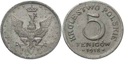 World Coins - Poland. 1918. 5 Fenigow. Unc.
