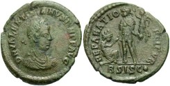 Ancient Coins - Valentinian II. A.D. 375-392. Æ. Siscia. VF, green patina.