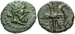 Ancient Coins - Pisidia, Selge. 2nd-1st centuries B.C. Æ 13 mm. VF, dark green patina.