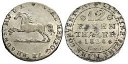 World Coins - Germany, Brunswick-Luneburg. Carl II. 1826 C. 1/12 Thaler. Unc.