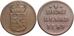 World Coins - Luxembourg. 1789. 1/2 liard. VF.