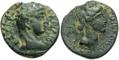 Ancient Coins - Cappadocia, Caesarea. Claudius. A.D. 41-54. Æ 19 mm. Year 3 (A.D. 43/4). VF, black patina with greenish earthen highlights.