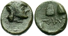Ancient Coins - Thrace, Pantikapaion, 135-125 B.C. Æ 12 mm. VF.