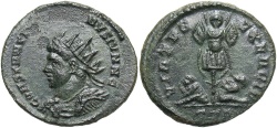 Ancient Coins - Constantine II. As Caesar, A.D. 317-337. Æ follis. Treveri, A.D. 320. EF, dark green patina.