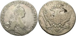 World Coins - Russia. Catharine II. 176(8). Rouble. Near VF.