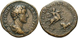 Ancient Coins - Commodus. A.D. 177-192. Æ sestertius. Rome, A.D. 181-182. VF, brown patina. Rare.