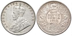 World Coins - British India. George V. 1910-1936. AR 1 rupee. Bombay Mint, 1912. UNC.