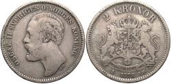 World Coins - Sweden. Oscar II. 1878-EB. 2 kroner. VF, toned.