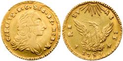 World Coins - Sicily. Carlo di Borbone (1735-1759), later Carlos III of Spain. Gold Oncia (4.37 g) 1757 PN. Palermo. L