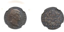 World Coins - FRANCE Napoleon I (1769-1821). Silver ½ Franc, AN 13-A. Lovely deep tone.NGC graded AU-50