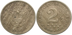 World Coins - Panama. 1916. 2 1/2 centesimos. AU, scarce 1-year type.