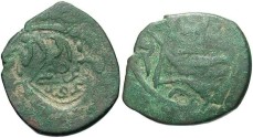 World Coins - Timurid. Anonymous. Ca. 890-920/1480-1510. Æ fals. Crude VF, green patina. Better date.
