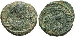 Ancient Coins - Samaria, Caesara. Elagabalus. A.D. 218-222. Æ. Near VF, green patina.