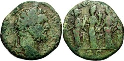 Ancient Coins - Septimius Severus. A.D. 193-211. Æ sestertius. Rome, A.D. 194. Fine, green patina.