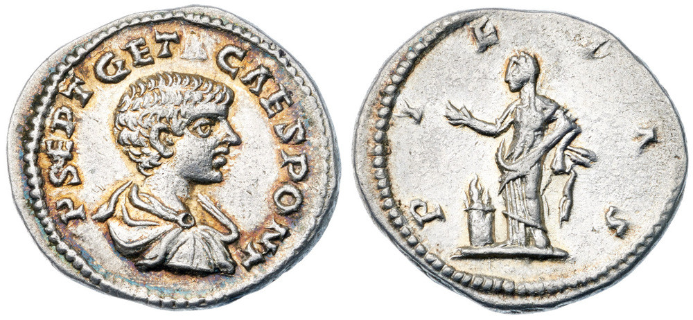 Geta. Silver Denarius (3.41 g), as Caesar, AD 198-209 Laodicea ad