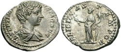 Ancient Coins - Geta. A.D. 209-212. AR denarius. Rome, as Caesar, A.D. 198. VF.