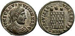 Ancient Coins - Constantine II, as Caesar. 316-337 AD. Silvered AE3. Heraclea.