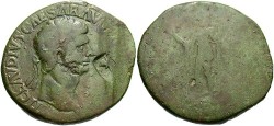 Ancient Coins - Claudius. A.D. 41-54. Æ sestertius. Contemporary imitation. Fine/Fair, green patina.