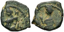 Ancient Coins - Nabataean Kingdom. Aretas IV. 9 B.C.-A.D. 40. Æ 13 mm. VF, green patina.