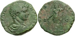 Ancient Coins - Caracalla. A.D. 198-217. Æ sestertius. Rome, as Caesar, A.D. 195-198. VF, green patina.