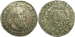 World Coins - Saxony, Johann George II. 1674. AR 1/3 taler. VF, porous.
