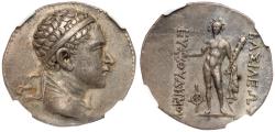 Ancient Coins - Baktrian Kingdom. Euthydemos II (ca. 185-180 BC). Silver Tetradrachm (17.03 g).
