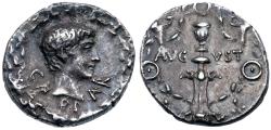 Ancient Coins - Augustus (27 BC-14 AD). Silver Denarius (3.79 g, 19mm), ca. 12 BC.