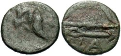 Ancient Coins - Thrace, Pantikapaion, 225-215 B.C. Æ 12 mm. Near VF.