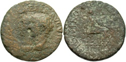 Ancient Coins - Bithynia, Uncertain mint. Augustus, with Livia. 27 B.C.-A.D. 14 Æ. ca. July or August A.D. 14. M. Granius Marcellus, proconsul. Fine, green patina.