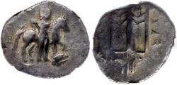 Ancient Coins - Crete, Rhaukos. Silver Stater (10.98 g), ca. 320-300 BC Poseidon standing right,