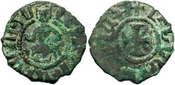 World Coins - Armenian Kingdom. Levon III. 1301-1307. Æ kardez. Fine, dark brown patina with green highlights.