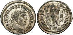 Ancient Coins - Constantine I. A.D. 307-337. Æ follis. Alexandria, A.D. 315-316. EF, nearly full silvering.