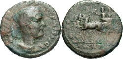 Ancient Coins - Macrinus. A.D. 217-218. Æ as. Near Fine, brown patina.