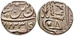 Ancient Coins - India, Princely States. Awadh State. Shah ?Alam II. 1814-1827 / 1230-1243 AH. AR rupee