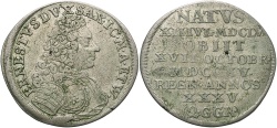 World Coins - German States, Saxe-Hildburghausen. Duke Ernst. 1715. 2 Groschen. Death commemorative. VF.