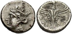 Ancient Coins - Paphlagonia, Sinope. 3rd century B.C. AR hemidrachm. Toned VF.