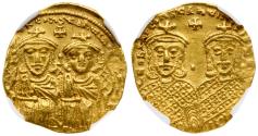 Constantine VI with Leo III, Constantine V and Leo IV (AD 780-787). Gold Solidus (4.40 g). Constantinople.