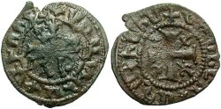World Coins - Armenian Kingdom. Smpad. 1296-1298. Æ kardez. Good Fine, dark brown patina.