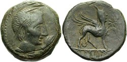 Ancient Coins - Spain, Castulo. Late 2nd century B.C. Æ 28 mm. VF, dark green patina. Very nice for the type.