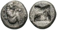 Ancient Coins - Thraco-Macedonian Region, Siris. Ca. 525-480 B.C. AR 1/8 stater. VF, toned.