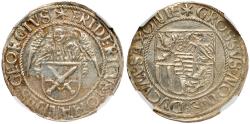 World Coins - Saxony. Friedrich III, Johann and Georg (1507-1525). Silver Engelsgroschen, nd. Annaberg. UNC