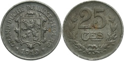 World Coins - Luxembourg. 1919. 25 centimes. EF.