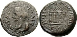 Ancient Coins - Spain, Emerita. Divus Augustus. Died A.D. 14. Æ as. Near VF, brown patina.