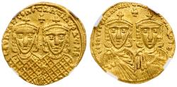 Ancient Coins - Leo IV, the Khazar, with Constantine VI, Leo III and Constantine V (AD 775-780). Gold Solidus (4.36 g).